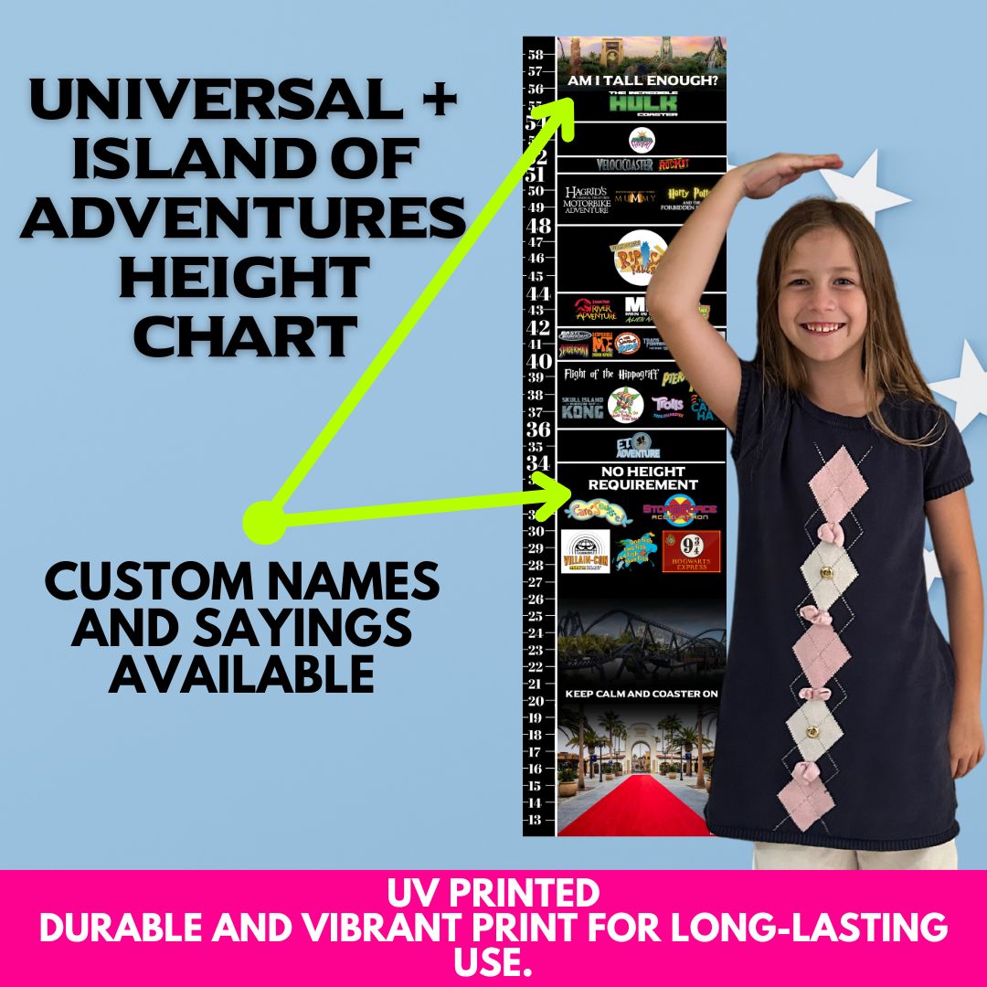 Universal & Epic Universe Ride Height Requirements Chart