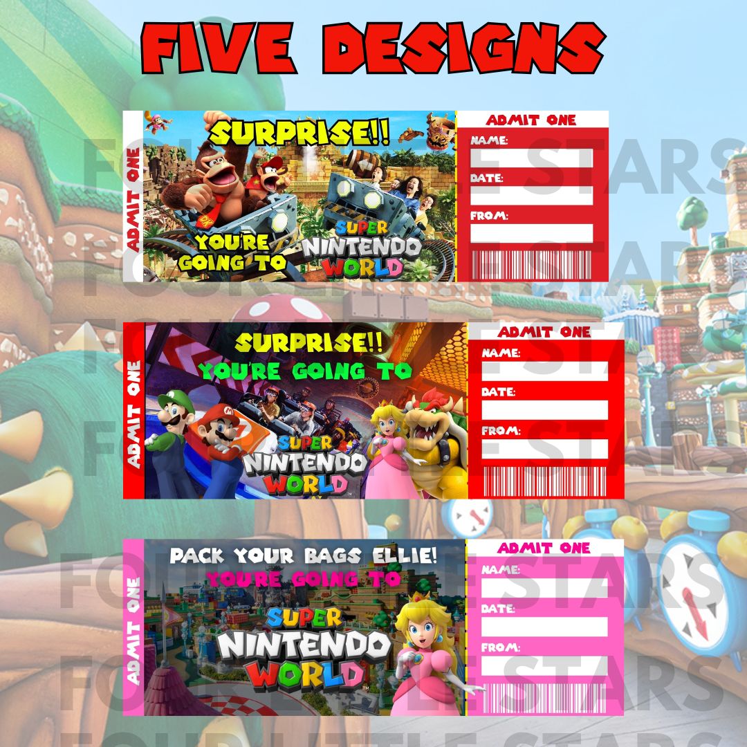 Super Nintendo World Surprise Ticket Instant Download | Mario Surprise ticket Custom Epic Universal Ticket