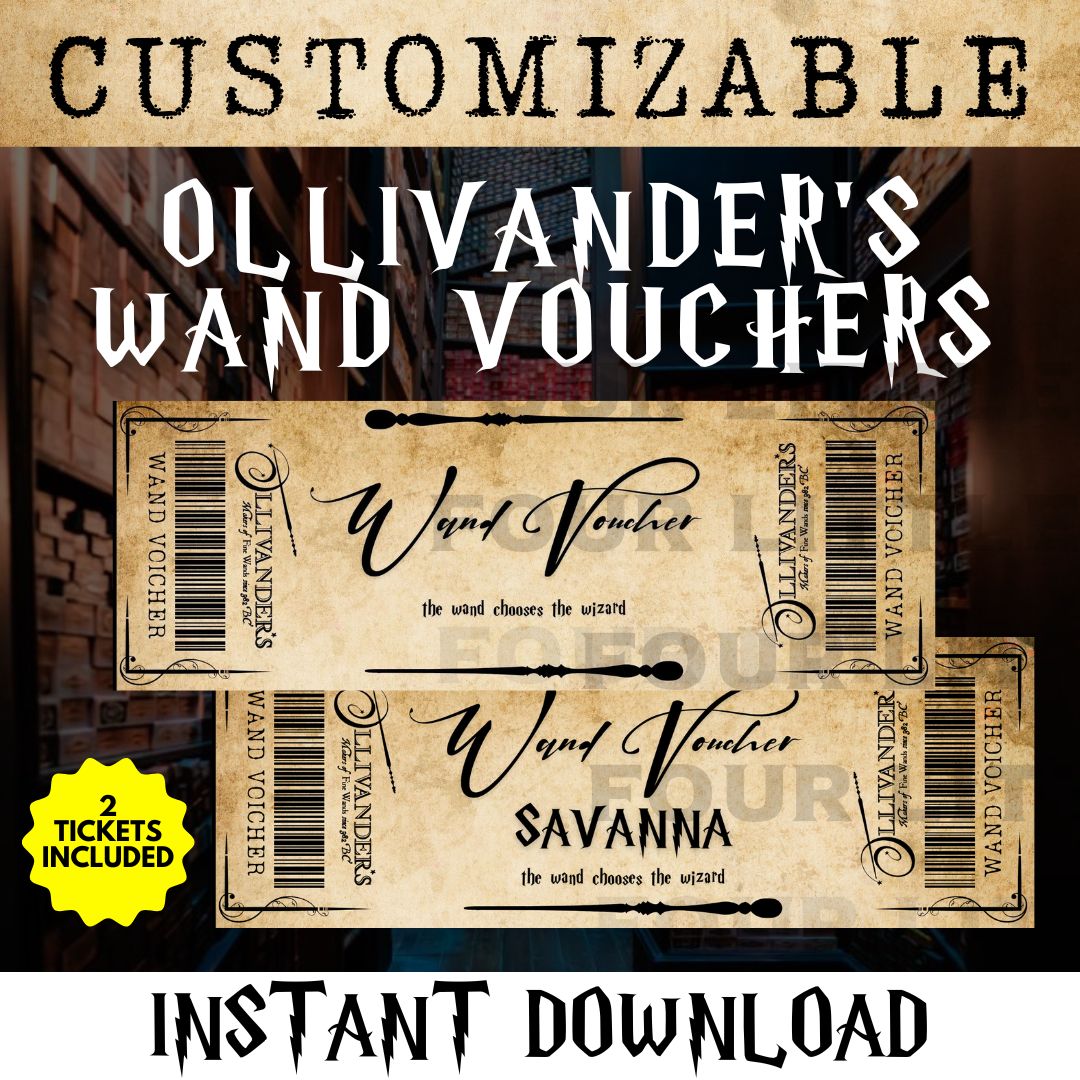 Ollivander's Wand Voucher, Custom and Instant Digital Download