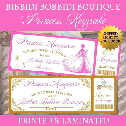 Custom Printed Bibbidi Bobbidi Boutique Ticket, Cinderella's Royal Table Ticket