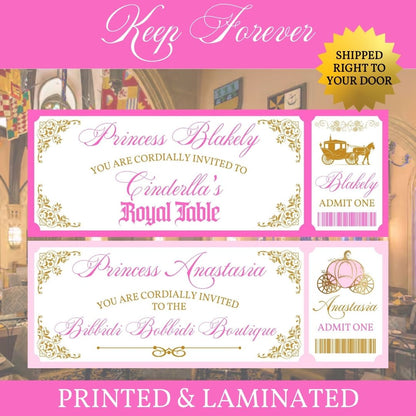 Custom Printed Bibbidi Bobbidi Boutique Ticket, Cinderella's Royal Table Ticket