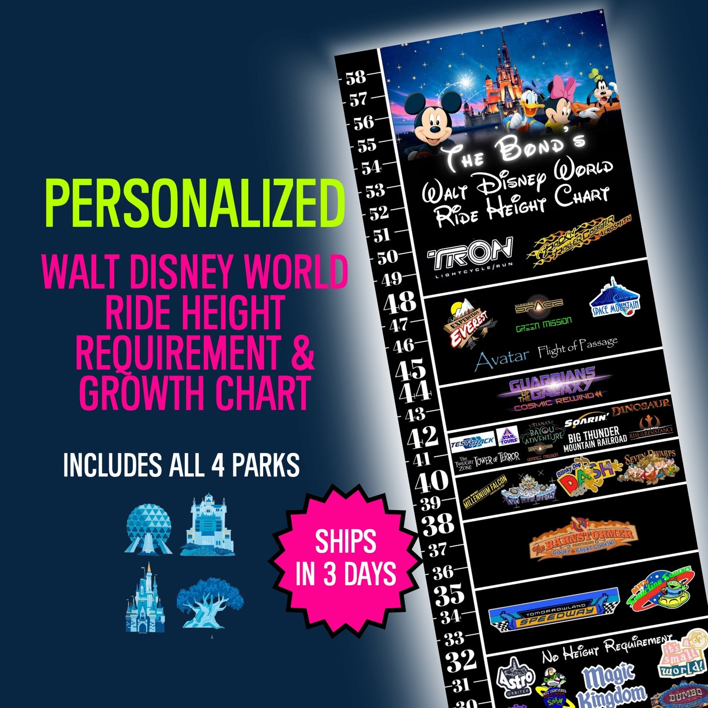 Disney World Ride Height Requirement Growth Chart