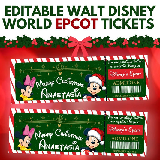 Editable Disney Epcot Christmas Ticket