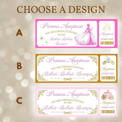 Custom Printed Bibbidi Bobbidi Boutique Ticket, Cinderella's Royal Table Ticket