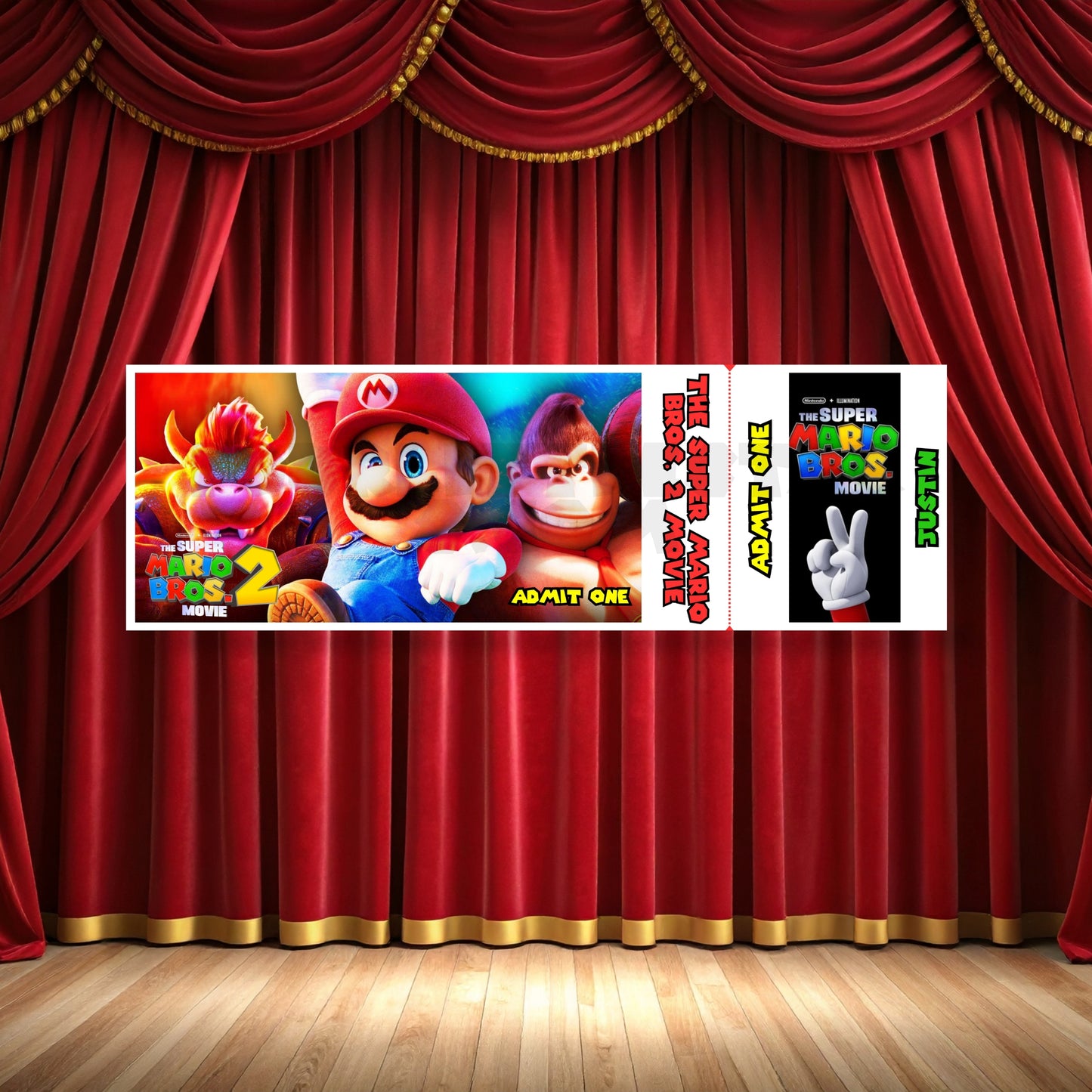 Super Mario Bros 2 Movie Ticket Template