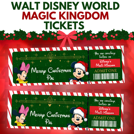 Instant Digital Download Disney Magic Kingdom Christmas Ticket