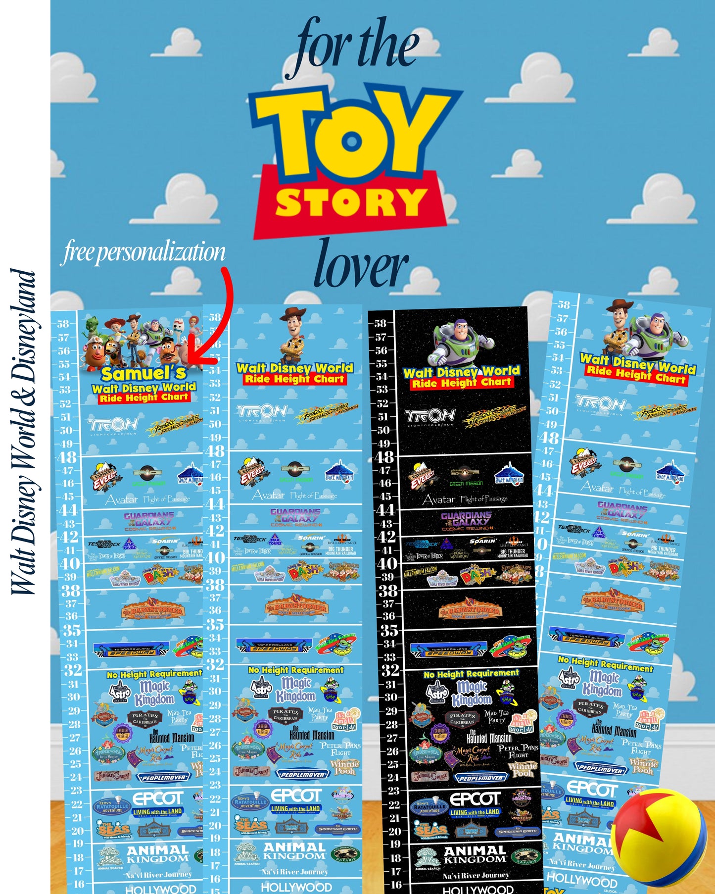 Walt Disney World Toy Story Ride Height Requirements Chart
