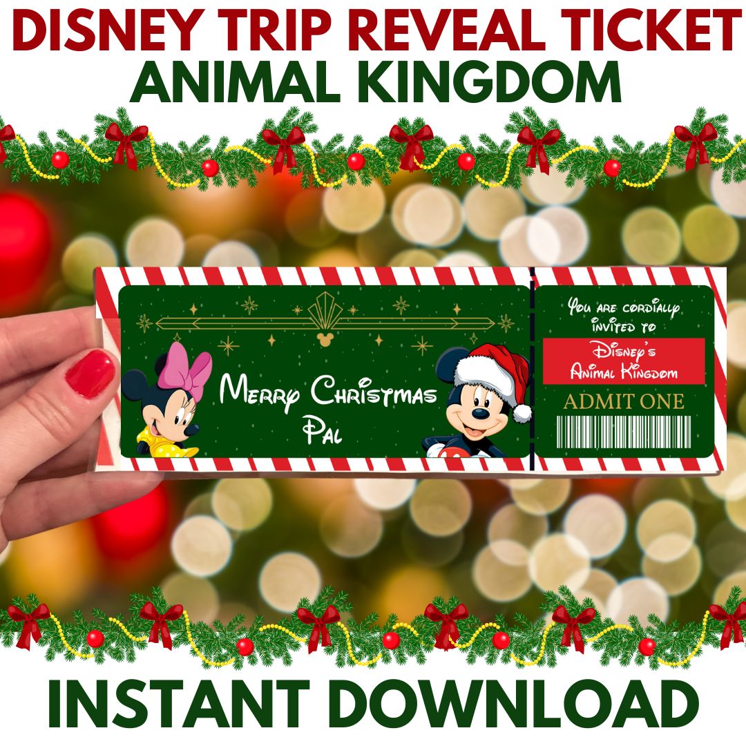 Instant Digital Download Disney Animal Kingdom Christmas Ticket