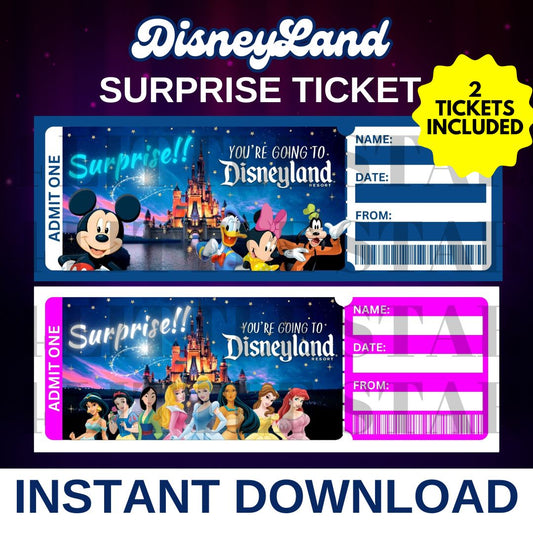 Instant Download DisneyLand Surprise Ticket with Free Bonus Ticket