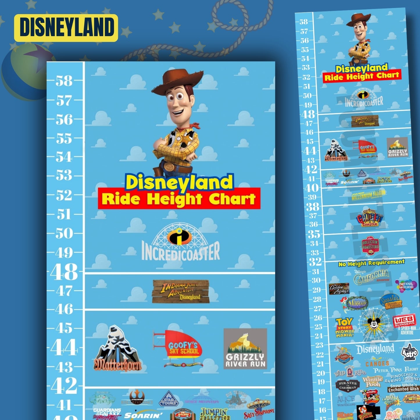 Disneyland Toy Story Ride Height Requirements Chart