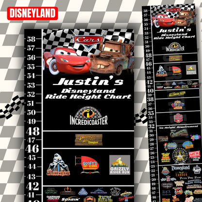 Disneyland Cars Ride Height Requirements Chart
