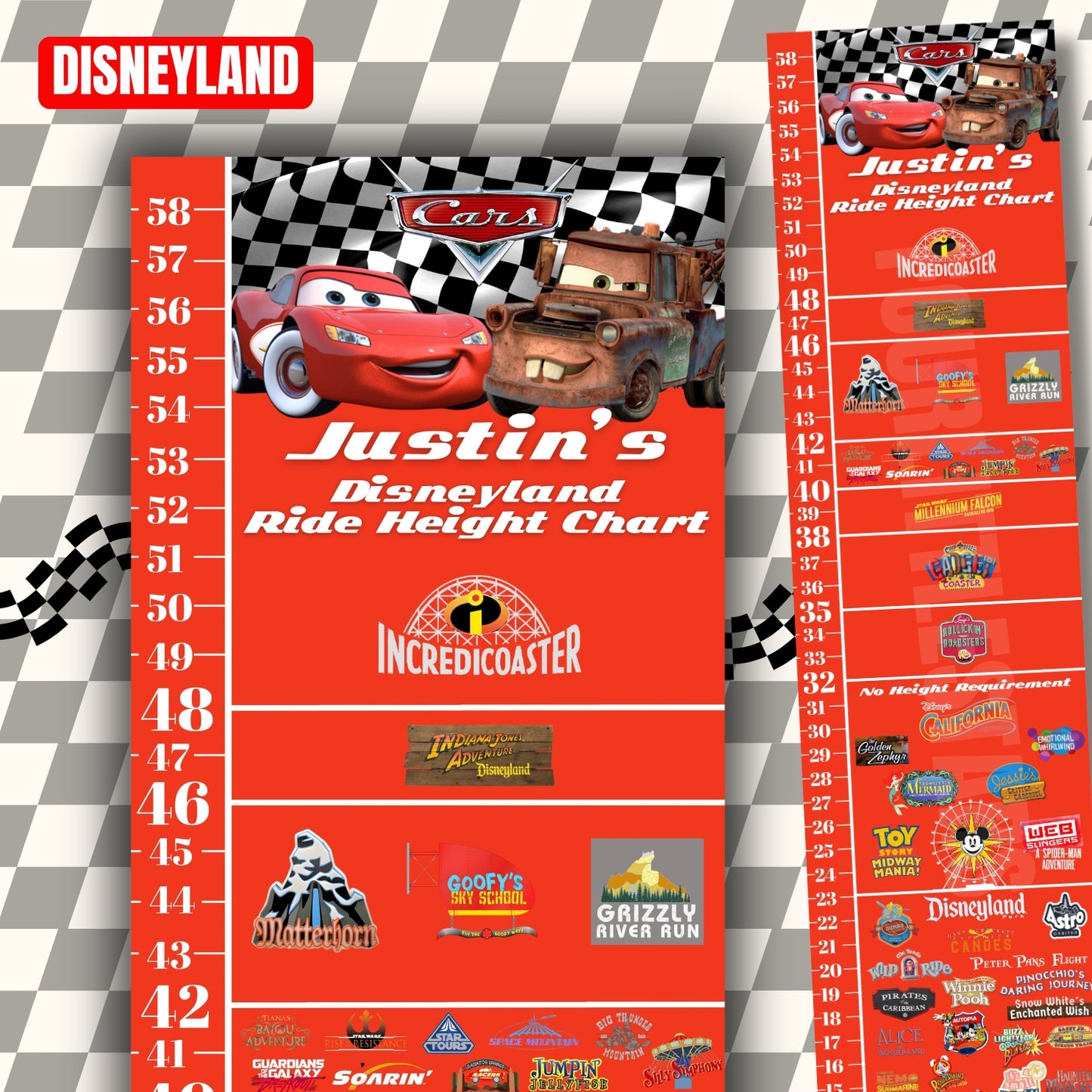 Disneyland Cars Ride Height Requirements Chart