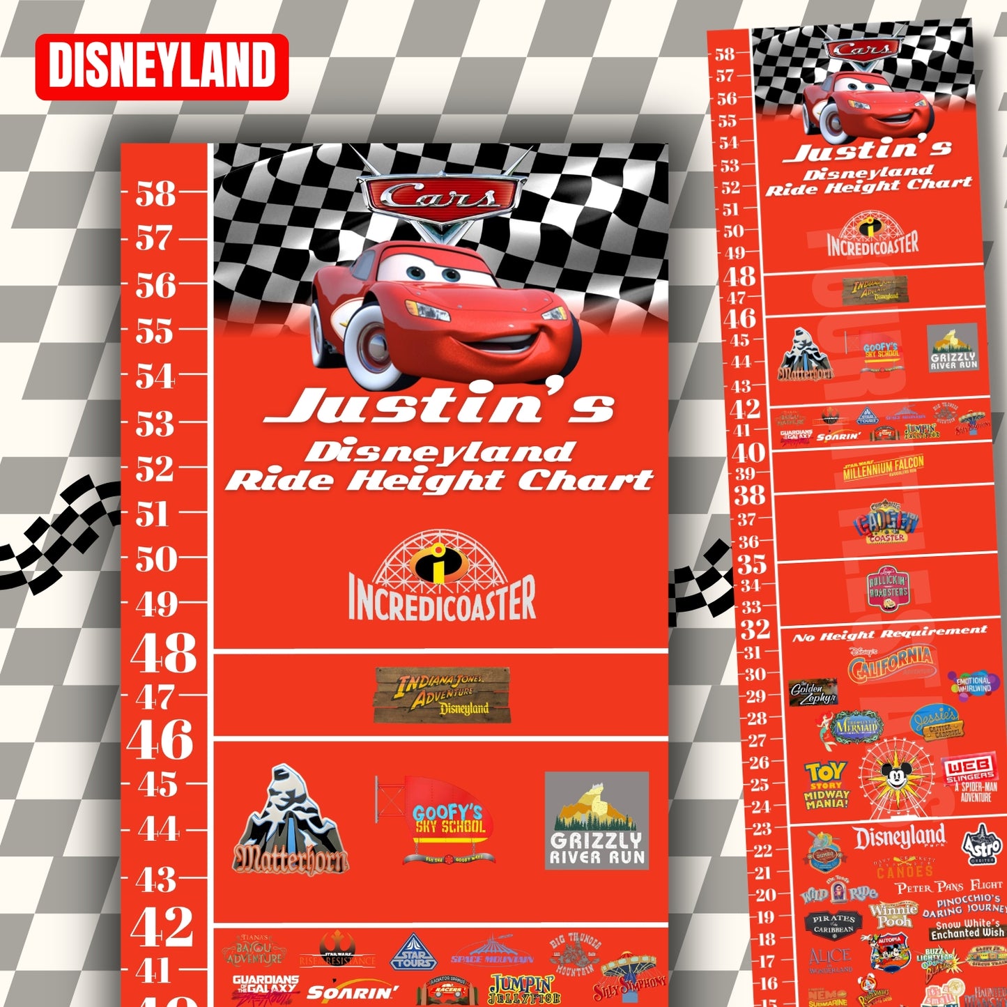 Disneyland Cars Ride Height Requirements Chart