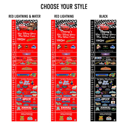 Disneyland Cars Ride Height Requirements Chart