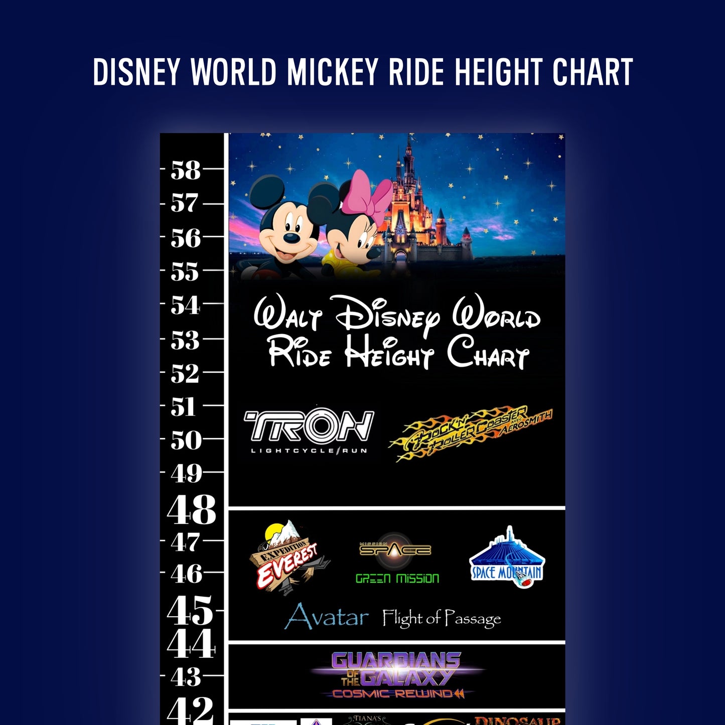 Walt Disney World Mickey Ride Height Requirements Chart