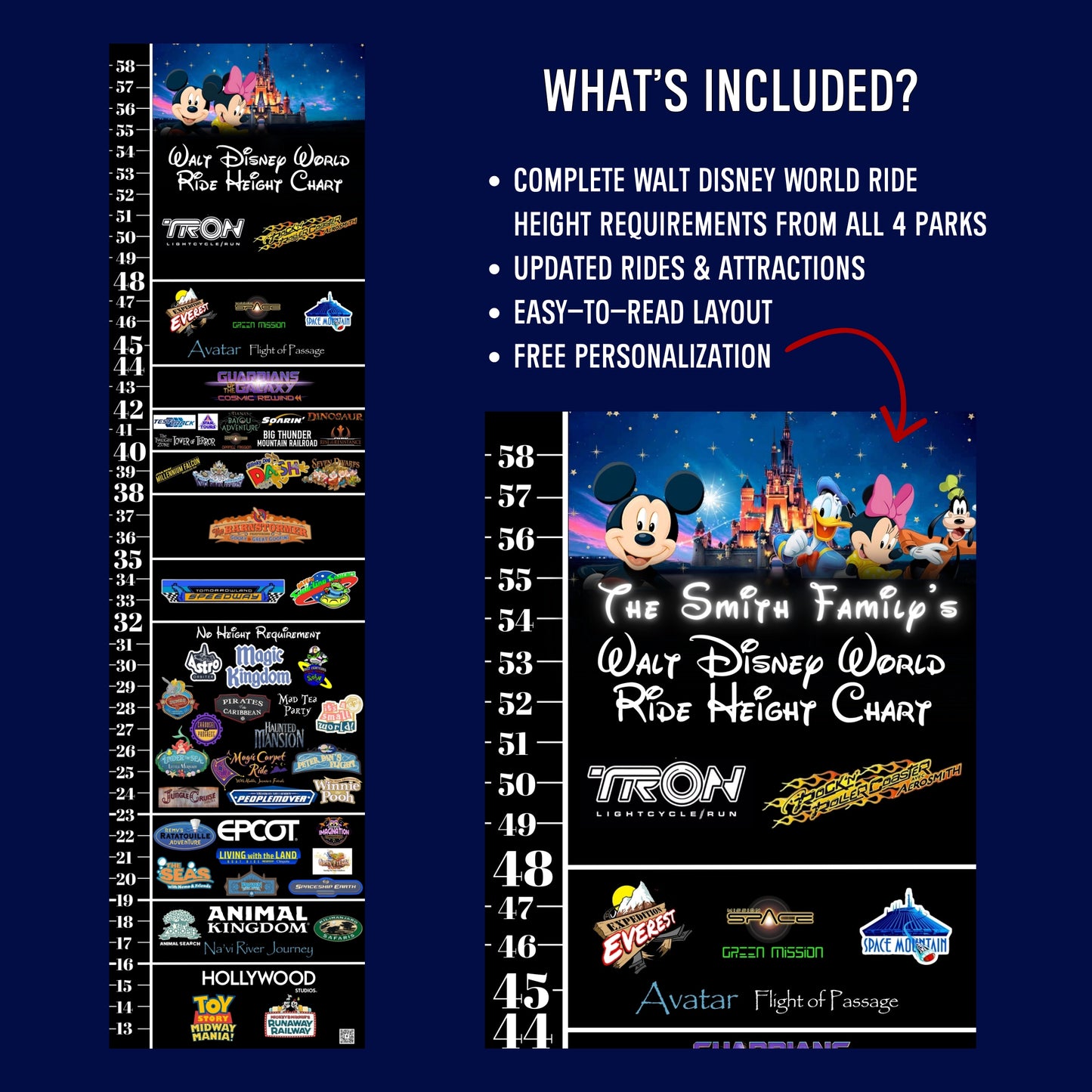 Walt Disney World Mickey Ride Height Requirements Chart