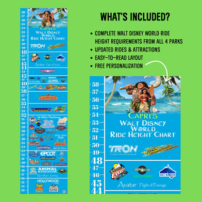 Walt Disney World Moana Ride Height Requirements Chart