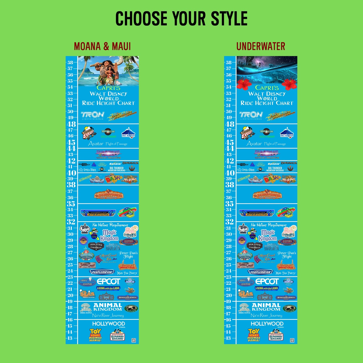 Walt Disney World Moana Ride Height Requirements Chart