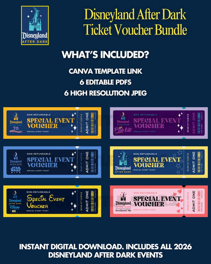 disneyland after dark 2026, disney after dark ticket, disneyland trip reveal, disney ticket voucher, disney gift idea, disneyland party night, disney date night gift, disney surprise trip, disney printable ticket, disney keepsake ticket, disney event voucher, disneyland reveal idea