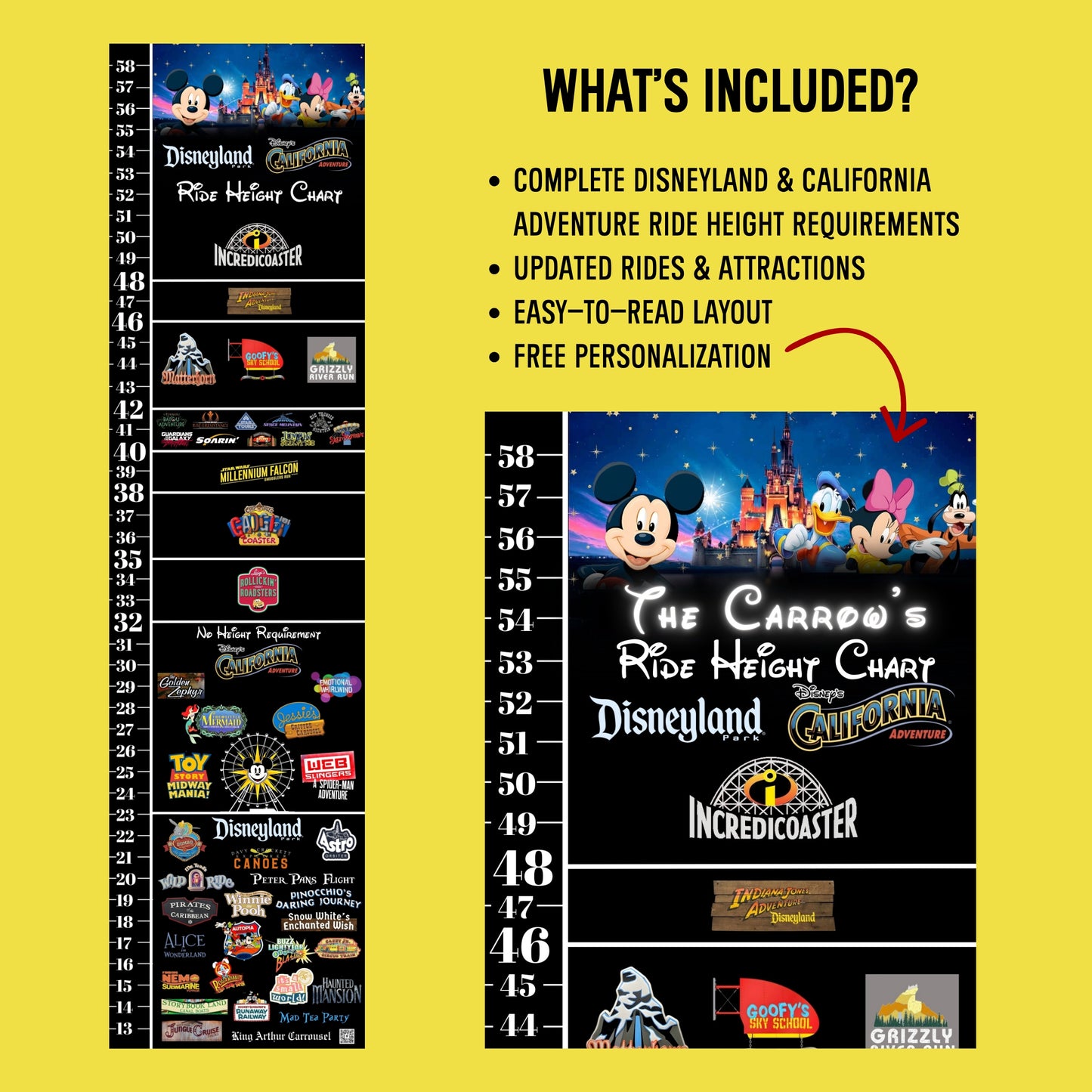 Disneyland & California Adventure Ride Height Requirements Chart