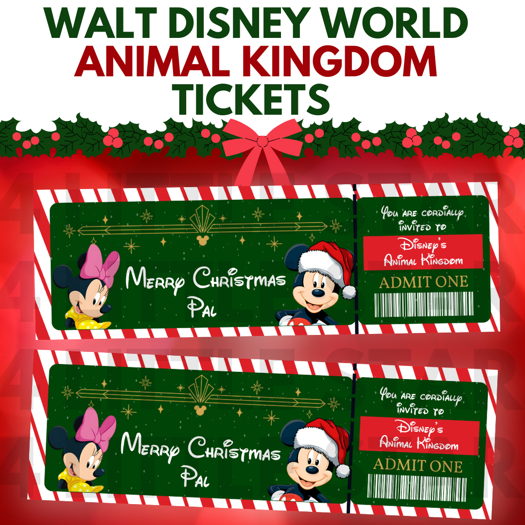 Instant Digital Download Disney Animal Kingdom Christmas Ticket