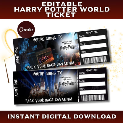 Wizarding World of Harry Potter Tickets – Editable Download