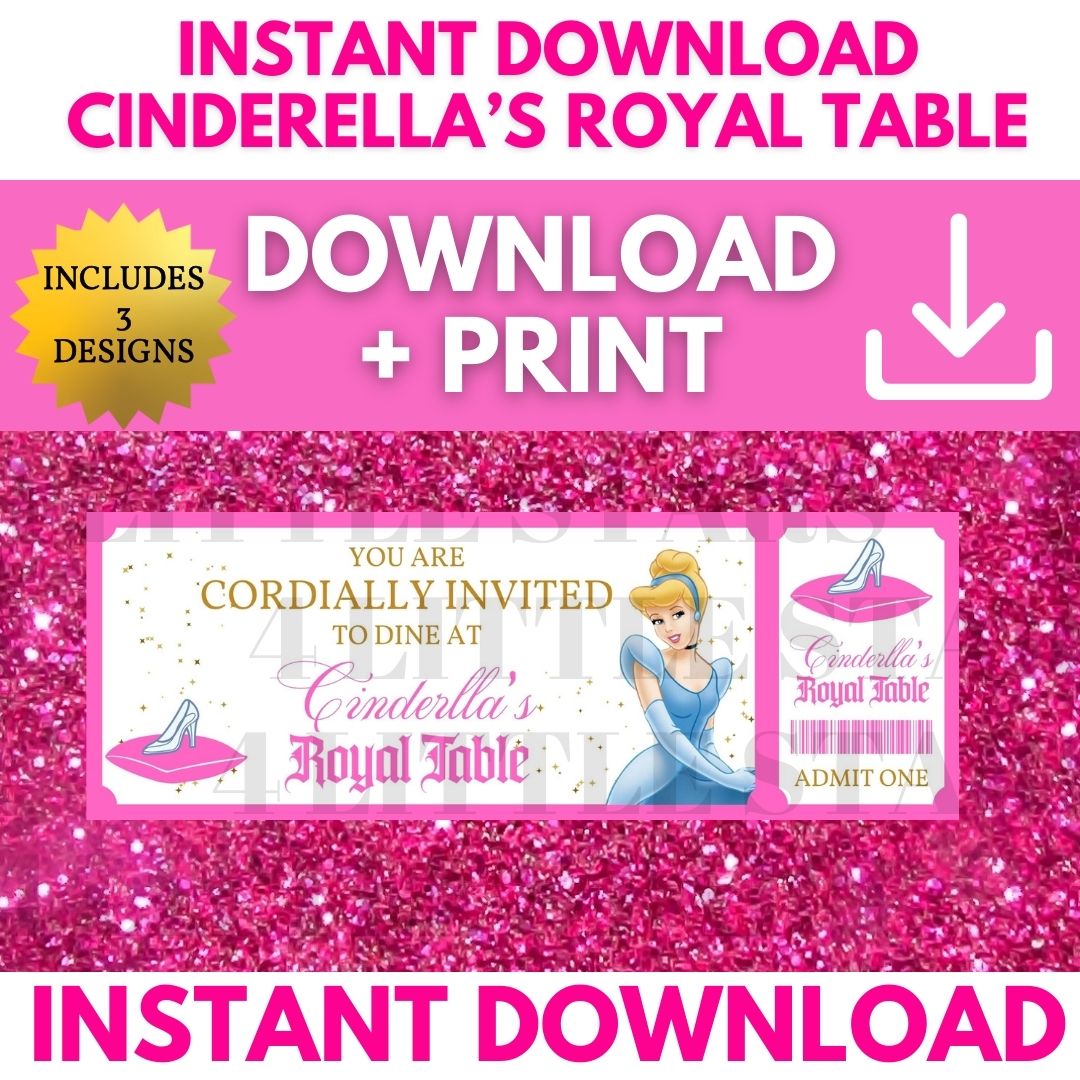 Cinderella dining ticket, Disney trip reveal, Royal Table ticket, Printable Disney gift, Instant download ticket, Princess dining invite, Disney keepsake, Dining trip reveal, Royal Table PDF ticket, Magical trip surprise, Disney Character Dining