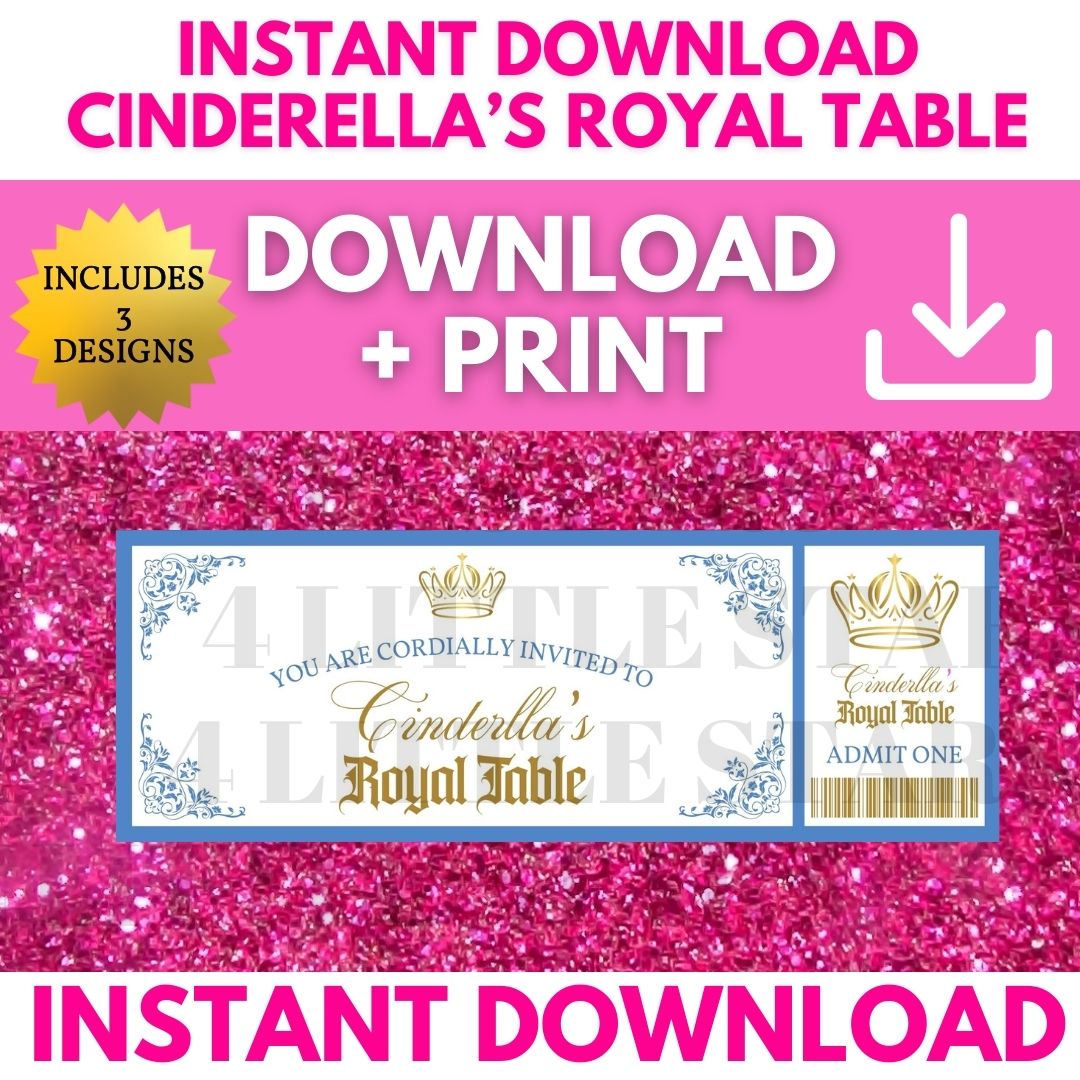 Cinderella dining ticket, Disney trip reveal, Royal Table ticket, Printable Disney gift, Instant download ticket, Princess dining invite, Disney keepsake, Dining trip reveal, Royal Table PDF ticket, Magical trip surprise, Disney Character Dining