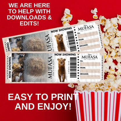 Editable Mufasa Movie Ticket Digital Download