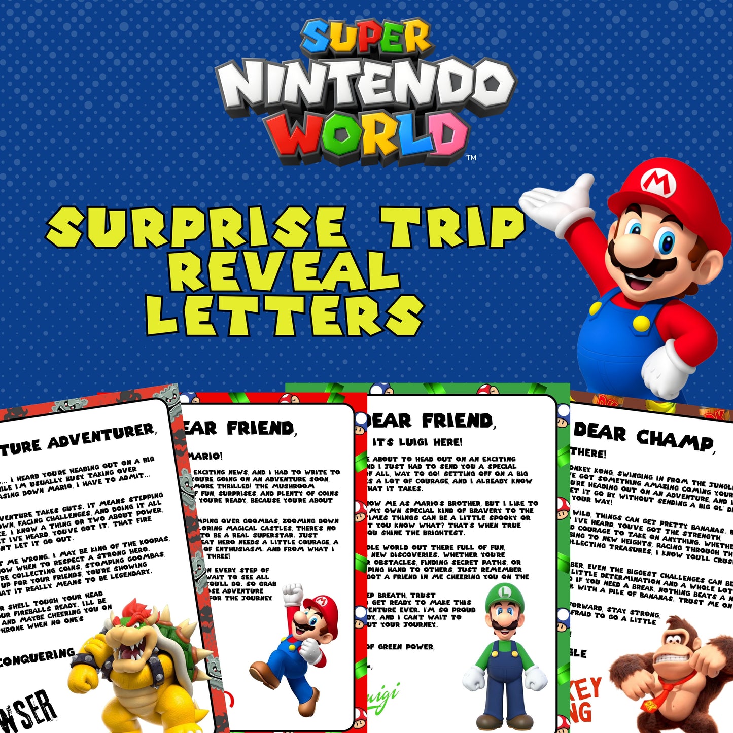 Super Mario Bros Character Letters - Instant Download