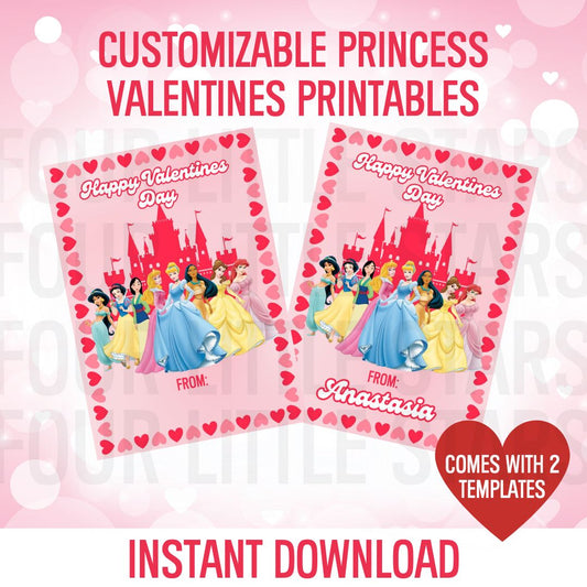 Disney Princess cards, Princess Valentine cards, Printable Valentine cards, Editable Disney cards, Classroom Valentines, Disney Valentine gifts, Kids Valentine cards, Disney Princess gifts, PDF Valentine cards, Instant download cards, Valentine card template