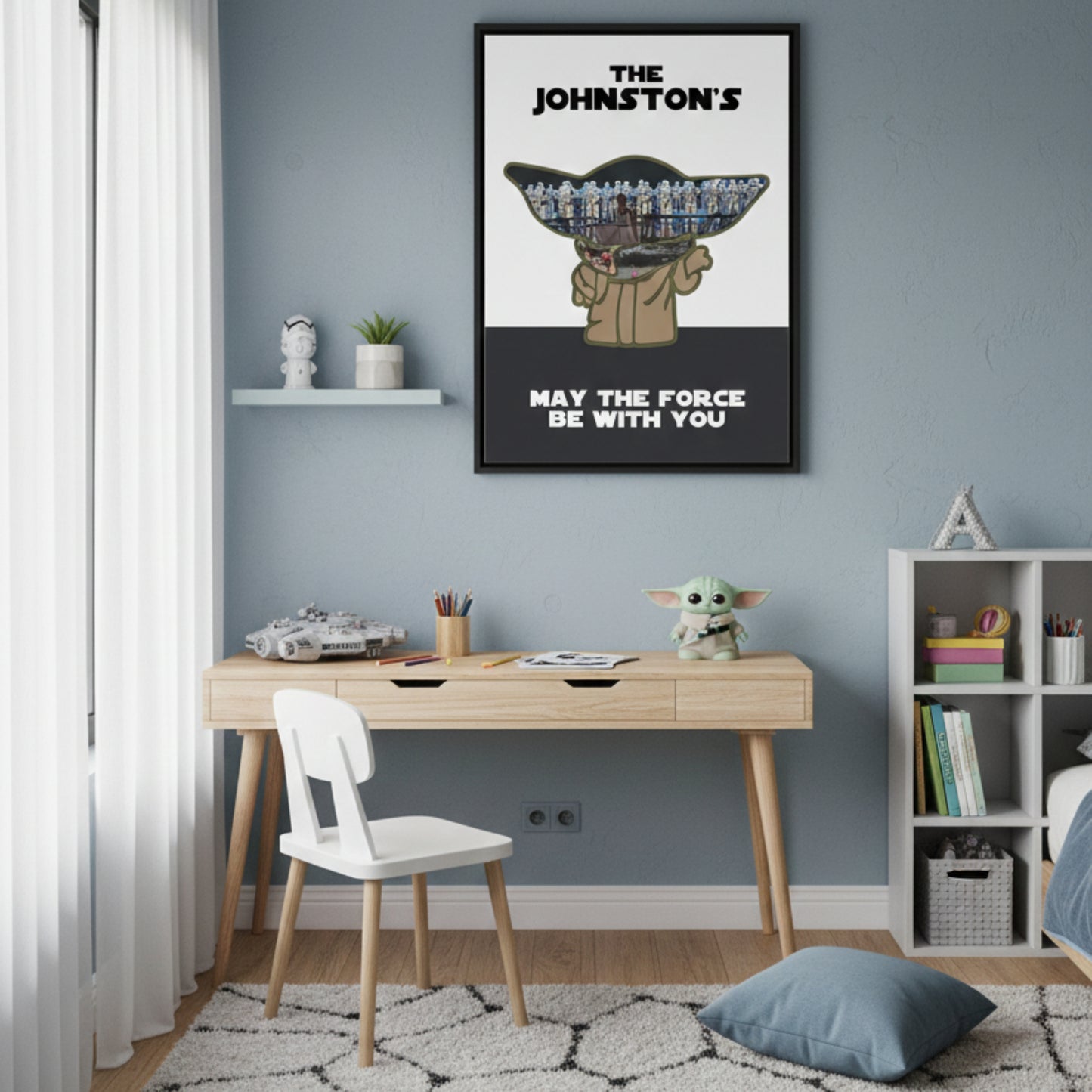 Galaxy Warrior Silhouette Photo Collage – Space Adventure-Inspired Keepsake