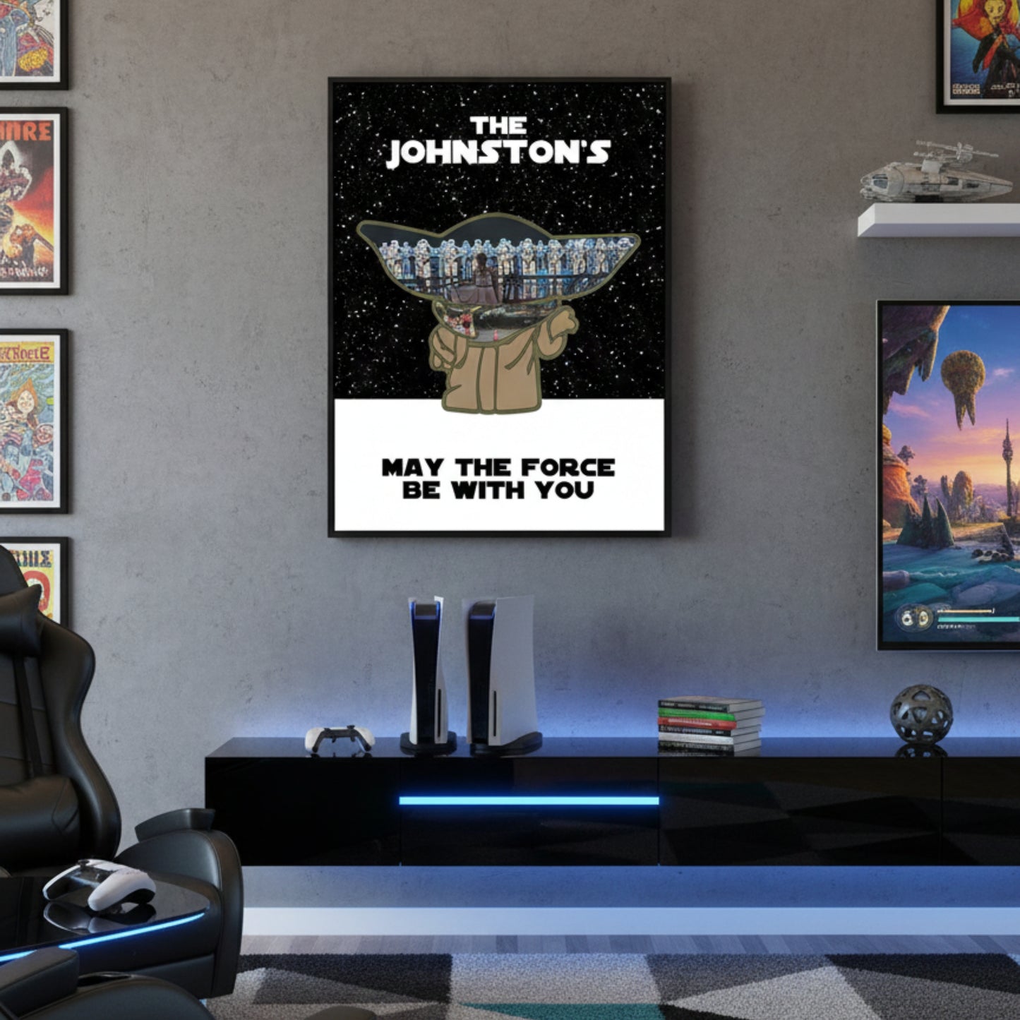 Galaxy Warrior Silhouette Photo Collage – Space Adventure-Inspired Keepsake