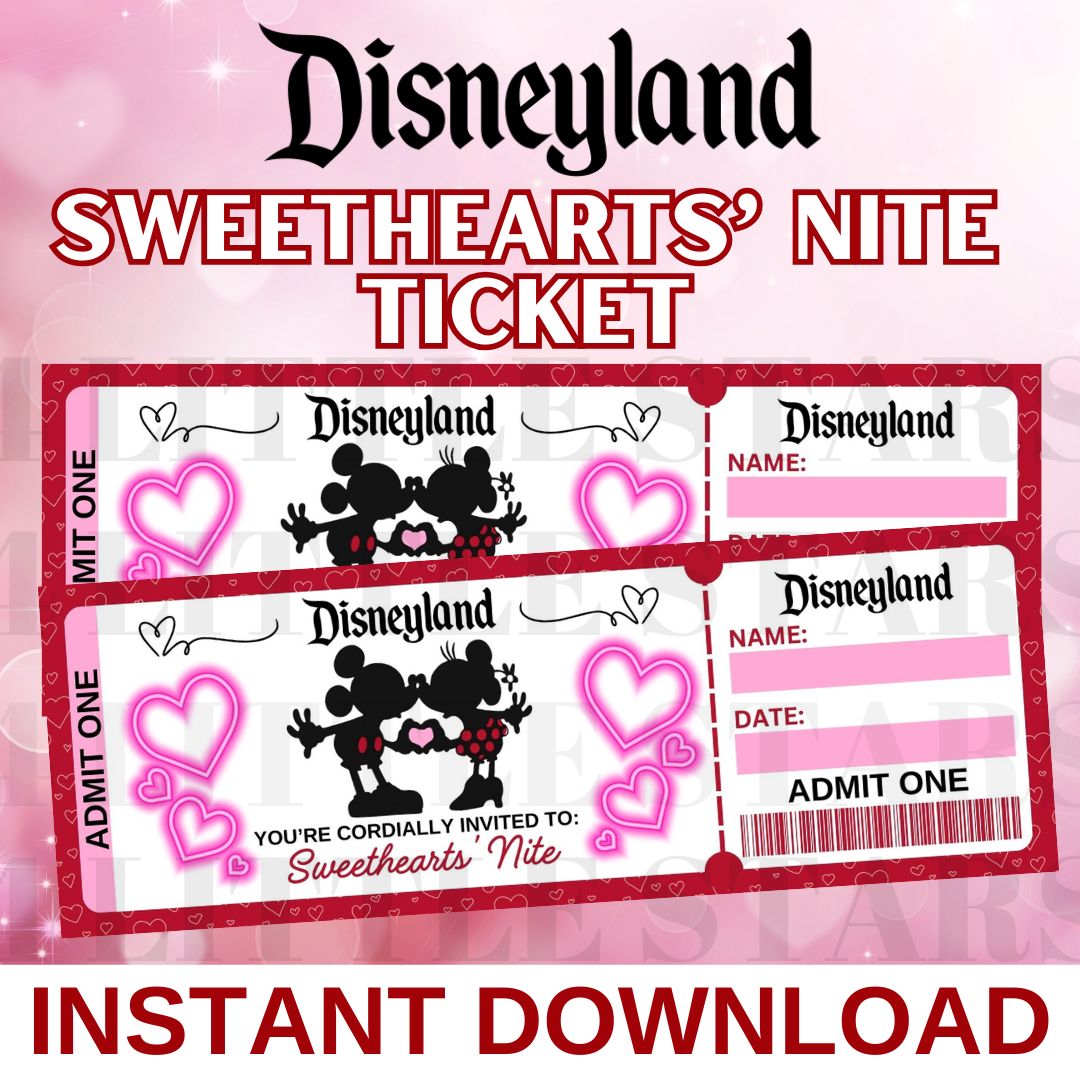 Sweethearts’ Nite ticket, Disneyland Valentine’s gift, Editable Disney ticket, Sweethearts’ trip reveal, Valentine’s Day Disney, Disney date night, Printable Disney gift, Disneyland digital ticket, Valentine’s trip surprise, Editable Disney keepsake