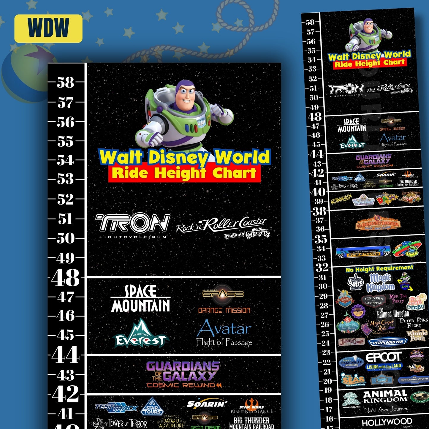 Walt Disney World Toy Story Ride Height Requirements Chart