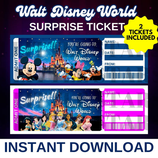 Instant Download Walt Disney World Surprise Ticket with Bonus Ticket