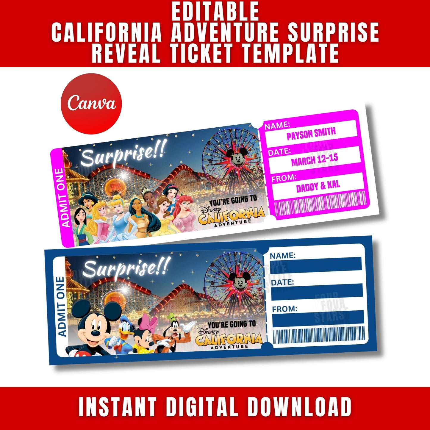 Disney California Adventure Park Ticket - Instant Download