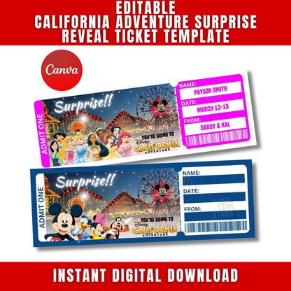 Disney California Adventure Park Ticket - Instant Download