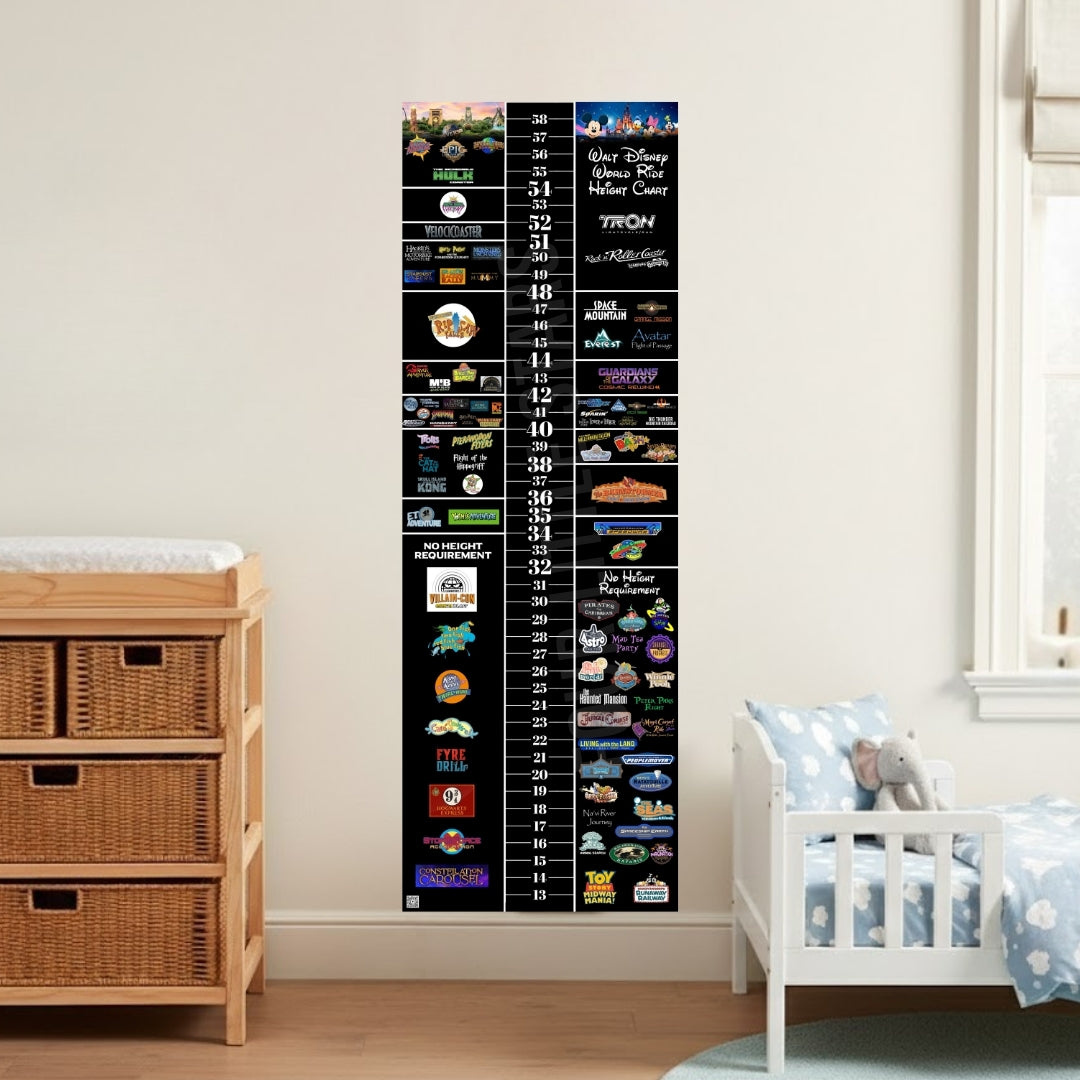All-in-One Theme Park Ride Height Chart – Disney + Universal Combination
