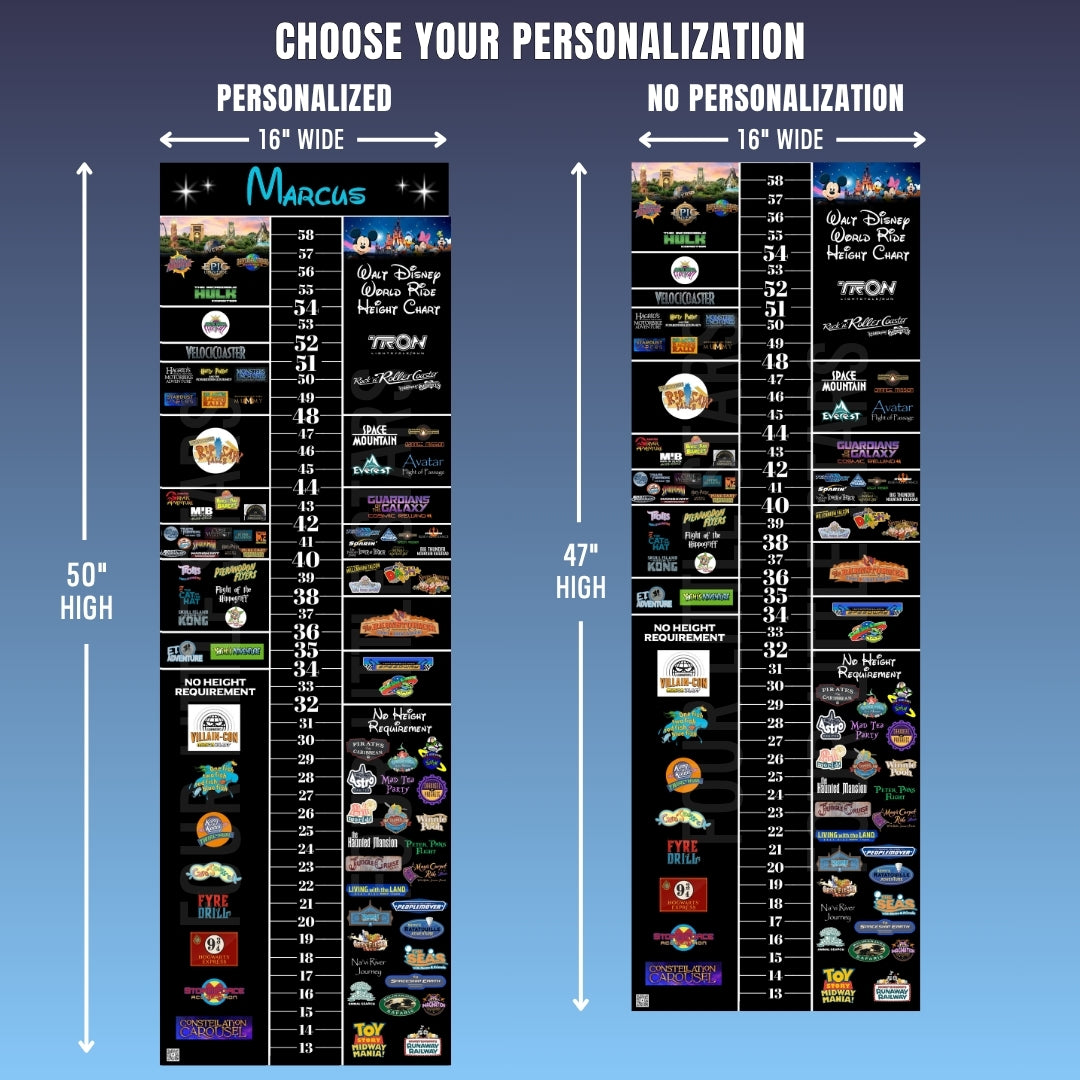 All-in-One Theme Park Ride Height Chart – Disney + Universal Combination