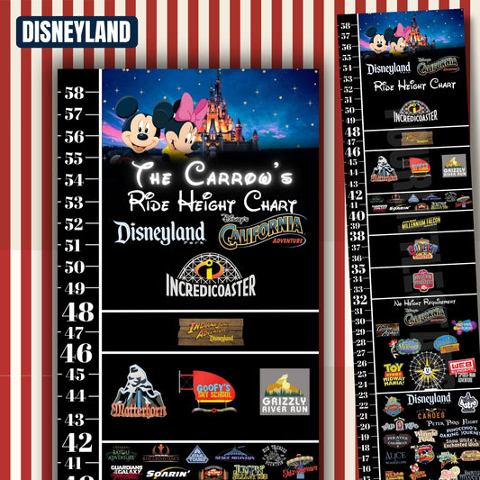 Disneyland & California Adventure Mickey Ride Height Requirements Chart