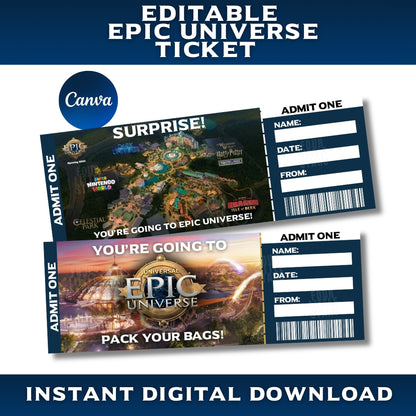 Epic Universe Surprise Ticket – Editable Download