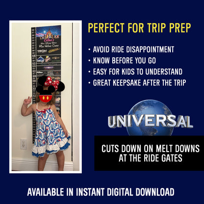 Universal & Epic Universe Ride Height Requirements Chart