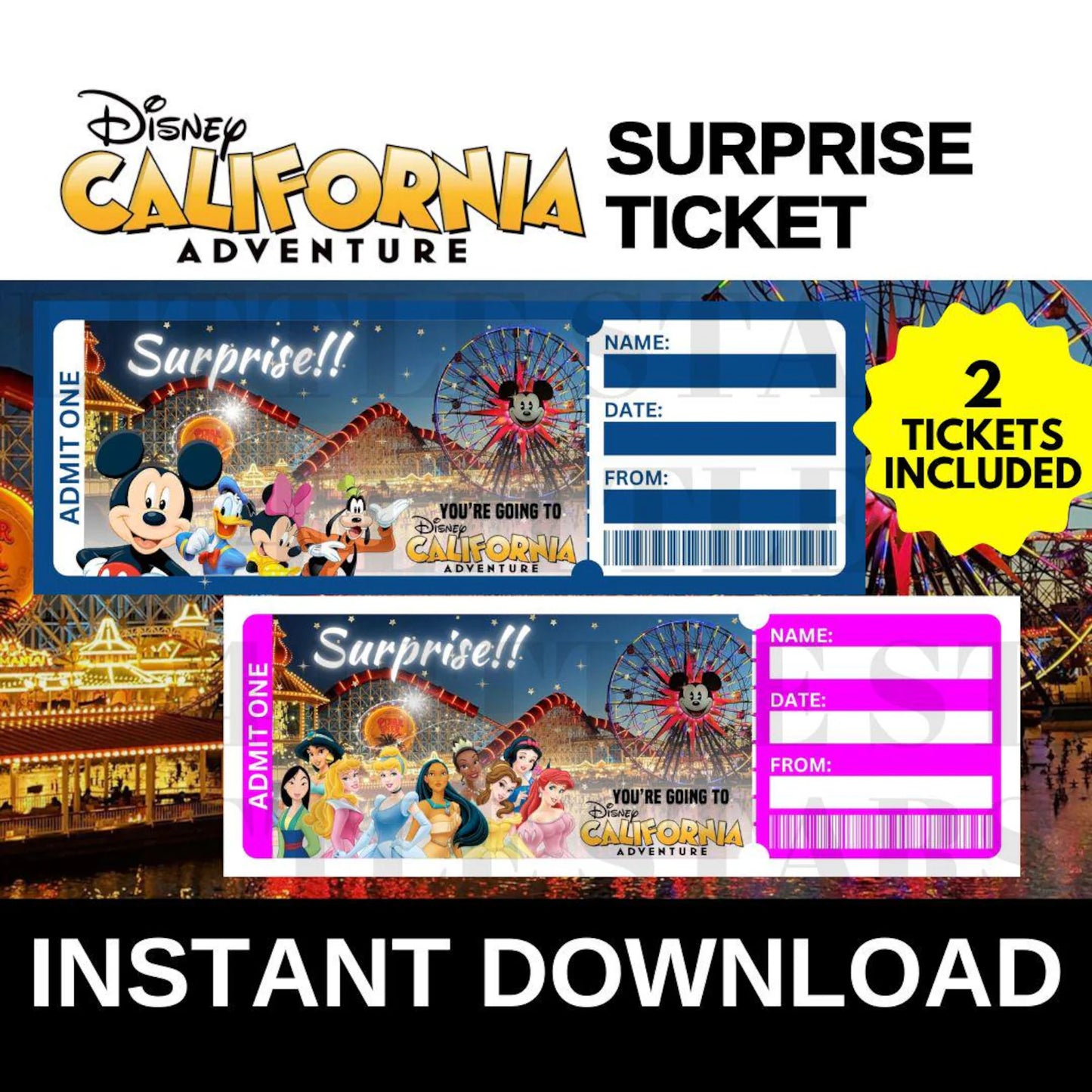 Disney California Adventure Park Ticket - Instant Download