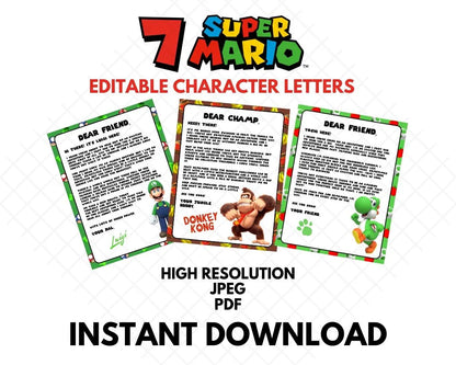 Super Mario Bros Character Letters - Instant Download