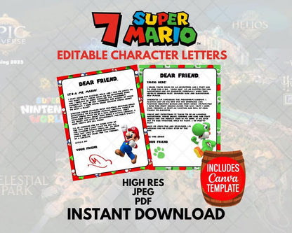 Super Mario Bros Character Letters - Instant Download