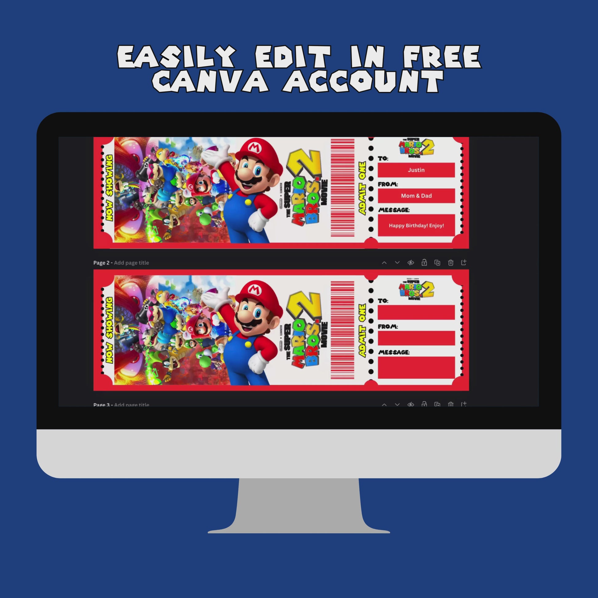 super mario bros 2 movie ticket, super mario movie ticket printable, mario movie night invitation, super mario birthday invitation template, mario movie night surprise, printable movie ticket template, editable canva ticket template, super mario party invitation, kids movie night ticket, digital movie ticket download, mario themed birthday invite, movie night surprise for kids, super mario invitation printable, editable movie ticket template, video game birthday invitation, super mario party printable, inst