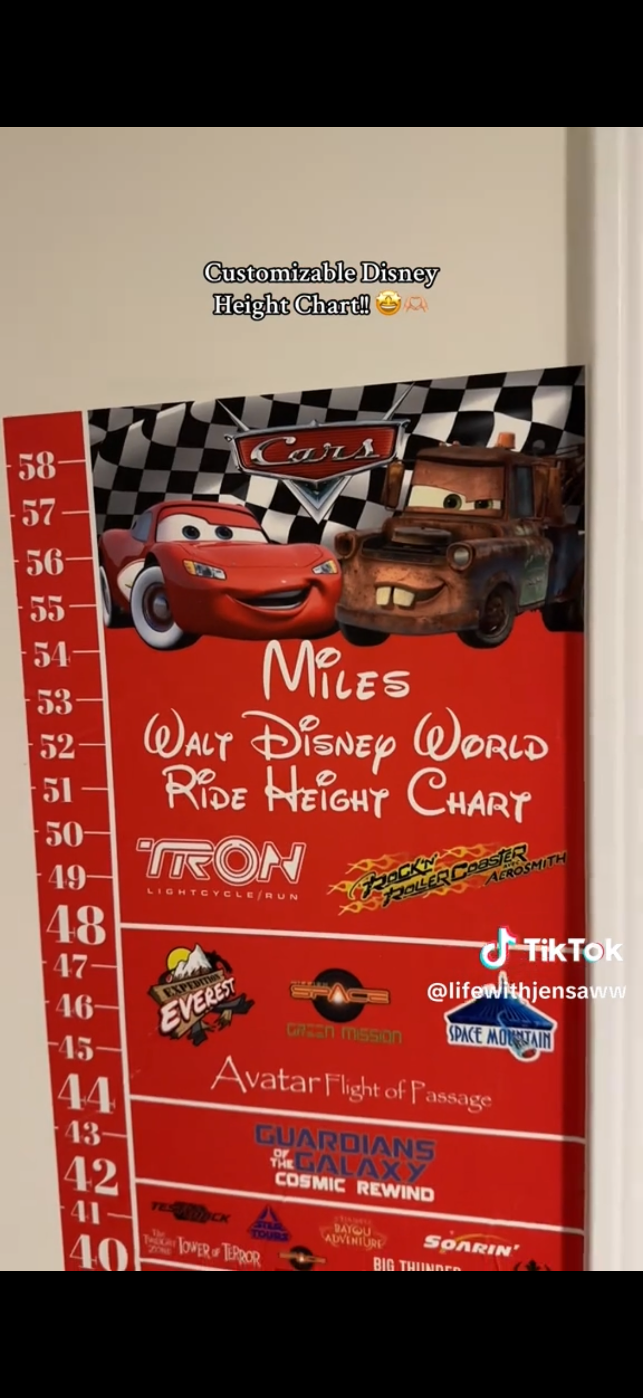 Disneyland Cars Ride Height Requirements Chart