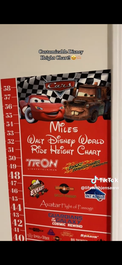 Disneyland Cars Ride Height Requirements Chart