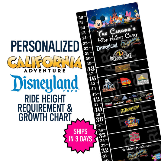 Disneyland & California Adventure Ride Height Chart